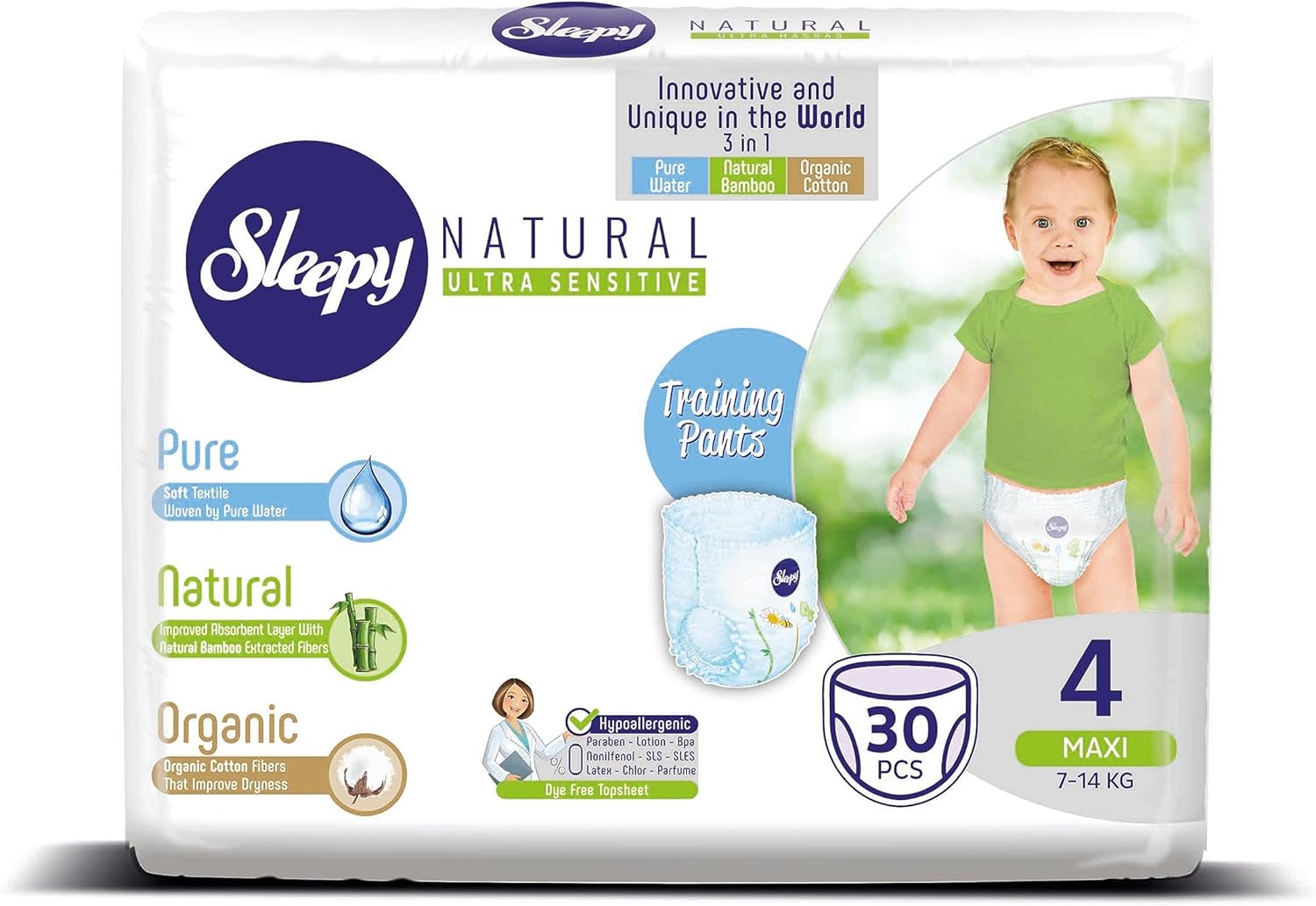 Natural Baby Training Pants, Easy Pull Toddler Training Underwear for Boy and Girls Strong Absorbent Size 4 | 30 Count | Child Weight 15-31 lbs